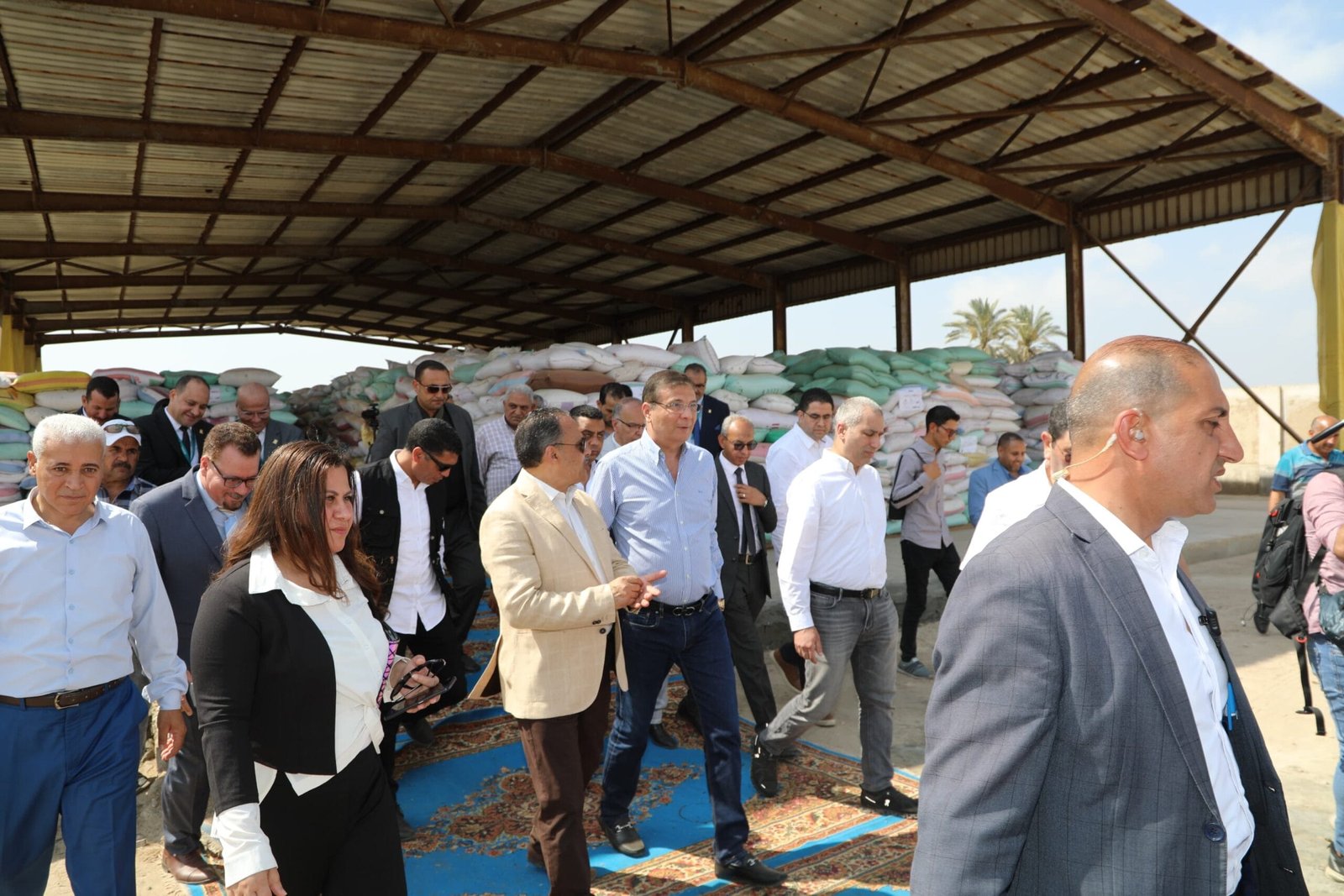 وزير الزراعة ومحافظ الشرقية ورئيس البنك الزراعي يتابعون أعمال تسليم القمح في شون البنك بالشرقية