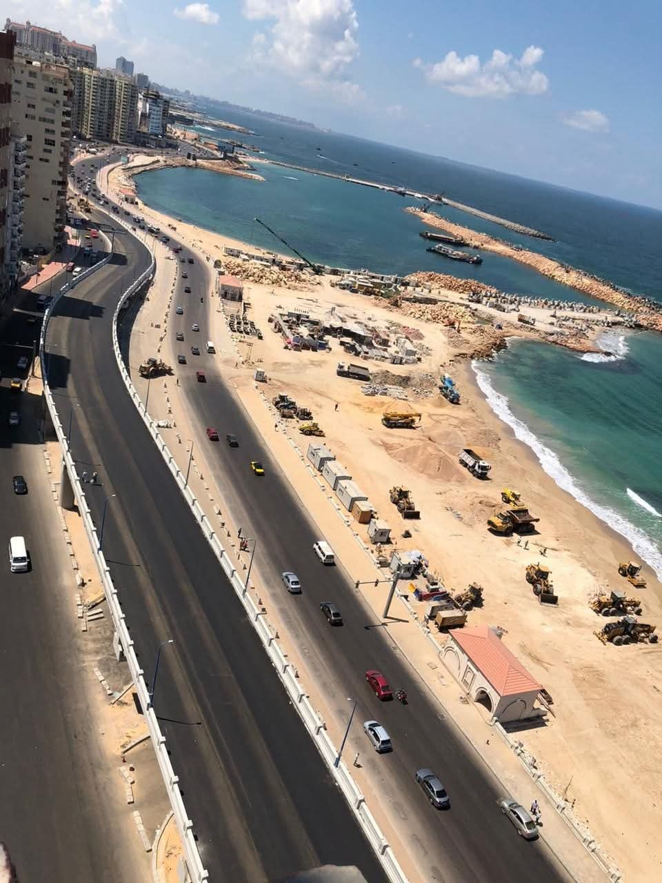 تشغيل تجريبى لكوبرى محمد نجيب ضمن أعمال توسعة كورنيش الإسكندرية