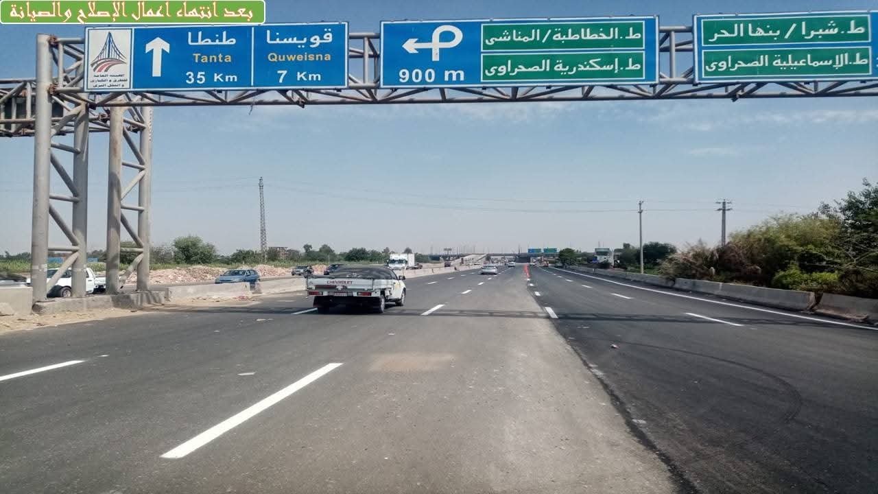إعادة فتح حركة المرور باتجاه القاهرة/ الإسكندرية بكوبري بنها على النيل على طريق الإسكندرية الزراعي